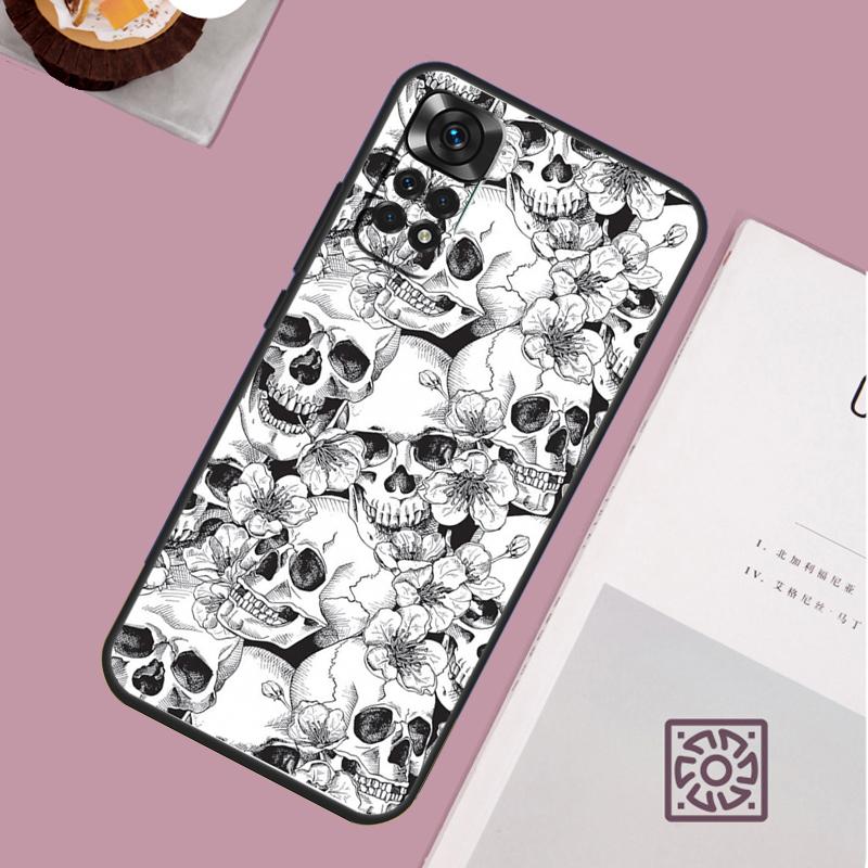 Gothic Floral Skull Case For Xiaomi Redmi Note 14 Pro 13 12 11 10 15 Pro Plus Redmi 15 15C 14C 13C 10C 12C Cover