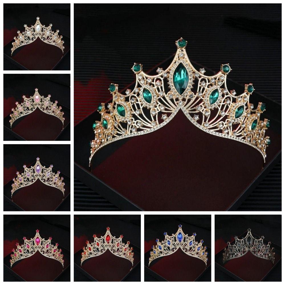 Elegant Baroque Crystal Crown Gorgeous Rhinestone Tiara Baroque Queen Tiaras Wedding Bride