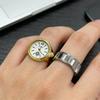 Gold Silver Color Punk  Simple Quartz Watch RingsCreative Clock Dial Women Men Couples Elastic Strap Finger Ring Jewelry