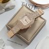 L77 Watch For Men Fashion Luxury Gold Square Diamond Full Sky Star Male's Clock Watches Steel Band Quartz Wristwatch