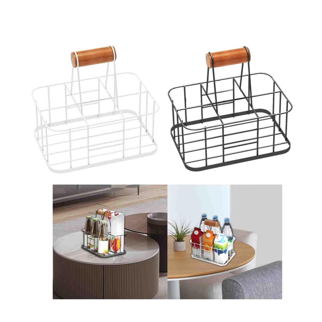 Drink Carrier Equipment with Handle Multifunction 6 Grid Reusable Drink Caddy Holder Wine Bottle Storage for Office Catering KTV