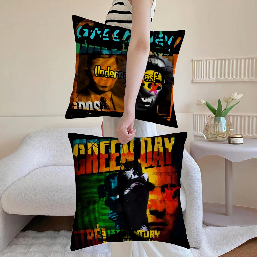 G-Green D-Day Band Album Pillow Case Anti-dustmite Pillowcase Invisible zipper silky short plush Sofa cushion cover