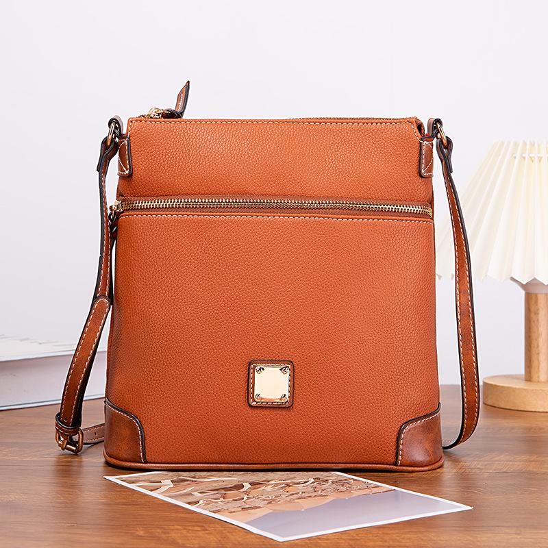Dámská taška Vintage Pebbled Lychee Grain Textura Crossbody taška Vícebarevná dámská taška