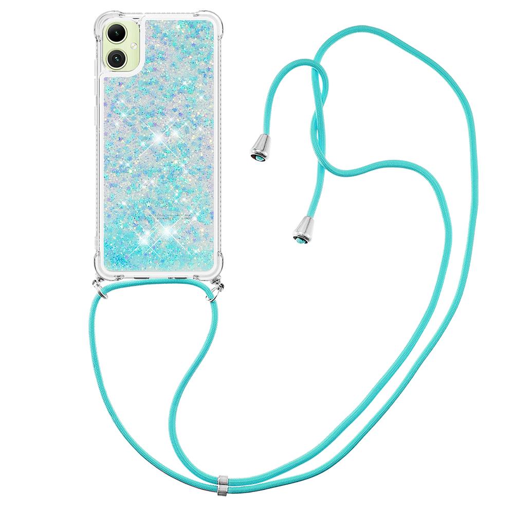 

For Samsung Galaxy A07 4G TPU Case Quicksand Phone Cover with Lanyard Blue/Pentagram