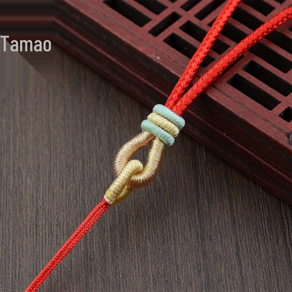 Hand-Woven Ruyi Knot Lanyard Necklace with Jade and Crystal Pendants