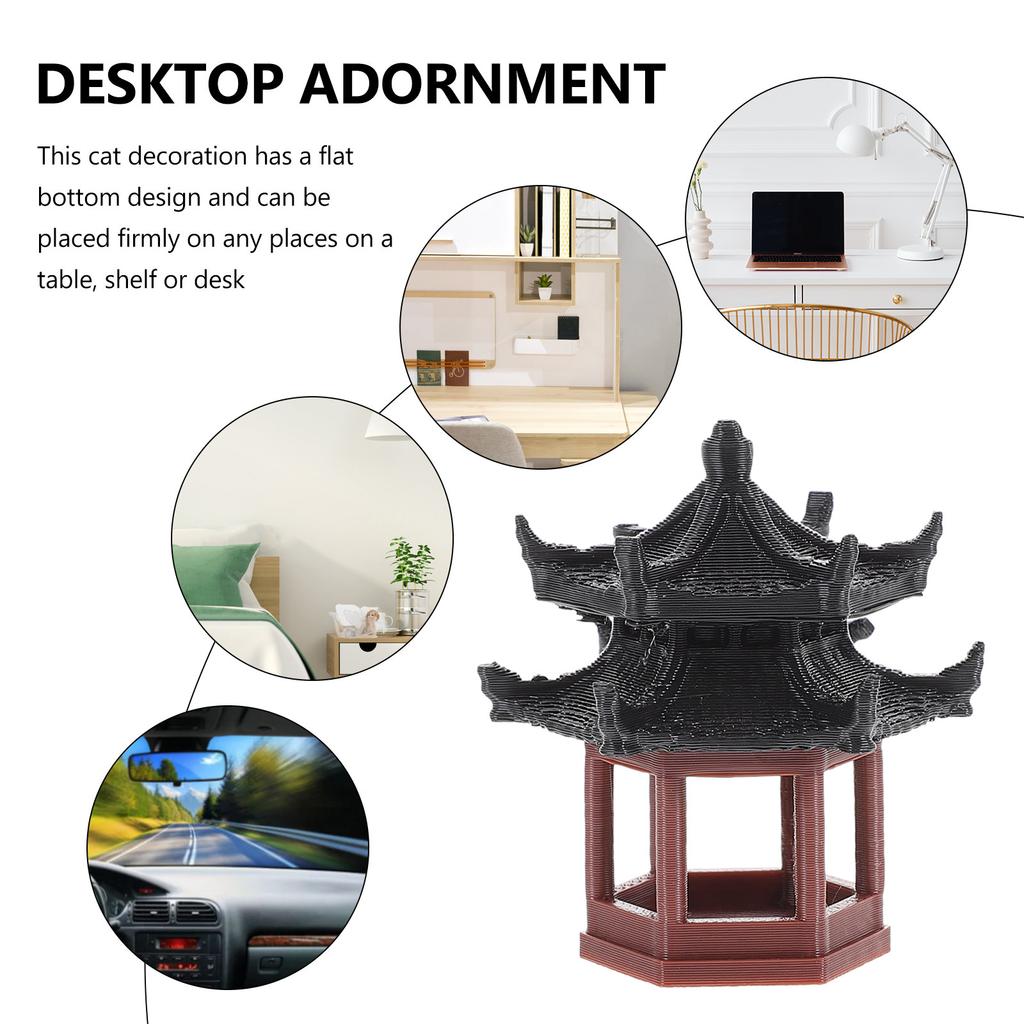 Miniature Chinese Hexagon Pavilion Traditional Architecture Decor for Micro Landscape Fish Tank Bonsai Garden Ornament