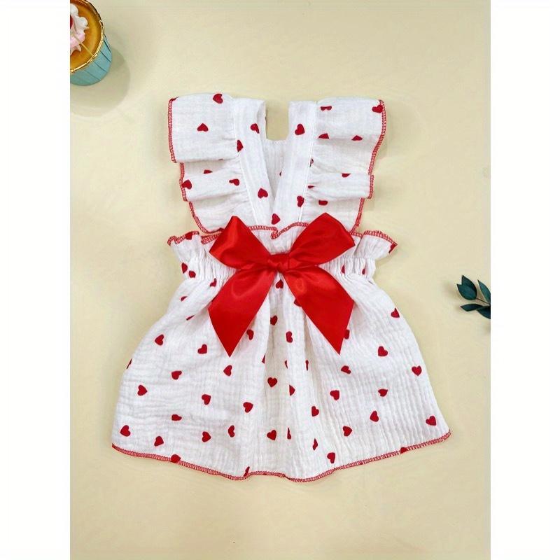 

День святого Валентина 1 шт. Платье для питомца с принтом сердечек и бантом для собаки на лето M красный