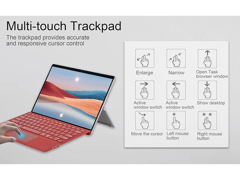 Surface Pro 10/11 Hintergrundbeleuchtete Bluetooth-Tastaturhülle mit Stifthalterung und magnetischer Befestigung
