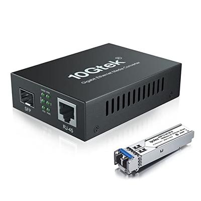 Ipolex Fiber Media Converter, Duplex Single-Mode SFP Module Included (1310nm/20km), 10/100/1000Base-Tx To 1000Base-LX Gigabit Fiber Media Converter