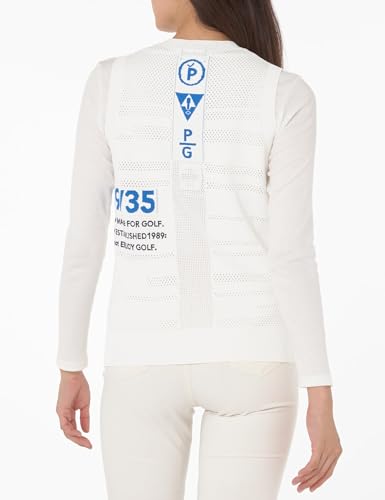 PEARLY GATES Women's Crew Neck Knit Vest (UV Protection, Heat Shielding, and Opaque) / Golf / 055-4273802 030_White 1 [M]