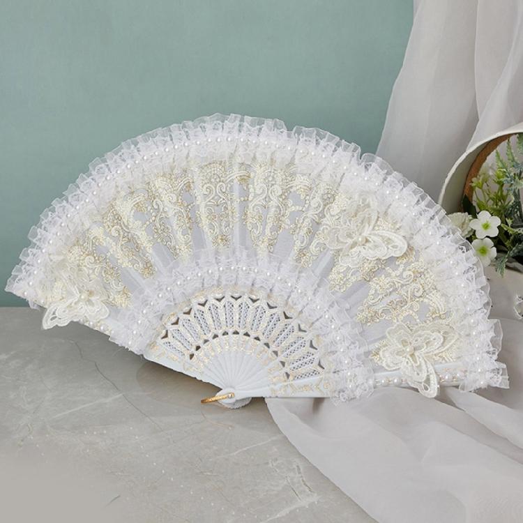 Multifunctional Lace Folding Fan Durable Plastic Frame Costume Party Wedding Decoration Accessory