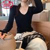 Langsha Women's V-Neck Slim Fit Knitted Sweater