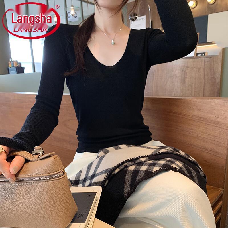 Langsha Women's V-Neck Slim Fit Knitted Sweater