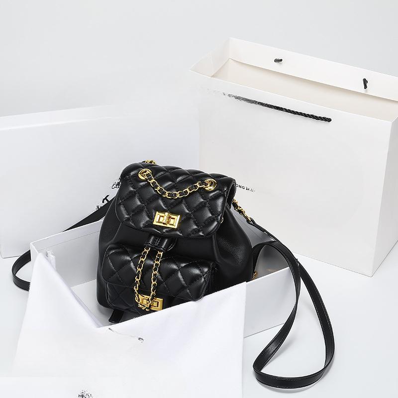 

Жіночий діамантовий рюкзак з клаптем для жінок, літня мода, високоякісна сумка-ланцюжок, маленький рюкзак чорний