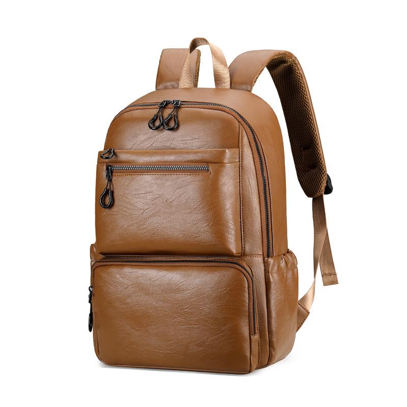 Leather Backpack PU Laptop Travel Outdoor Hiking Daypack for School Commute Students Men Women Unisex