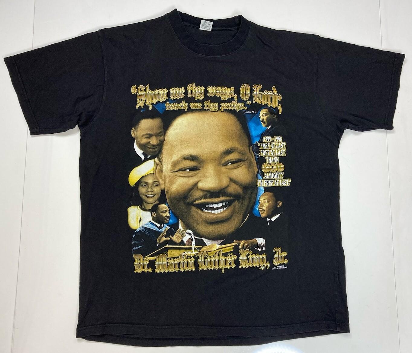 VINTAGE Martin Luther King Let Freedom Ring Graphic T-shirt Men XXL Black Rap M