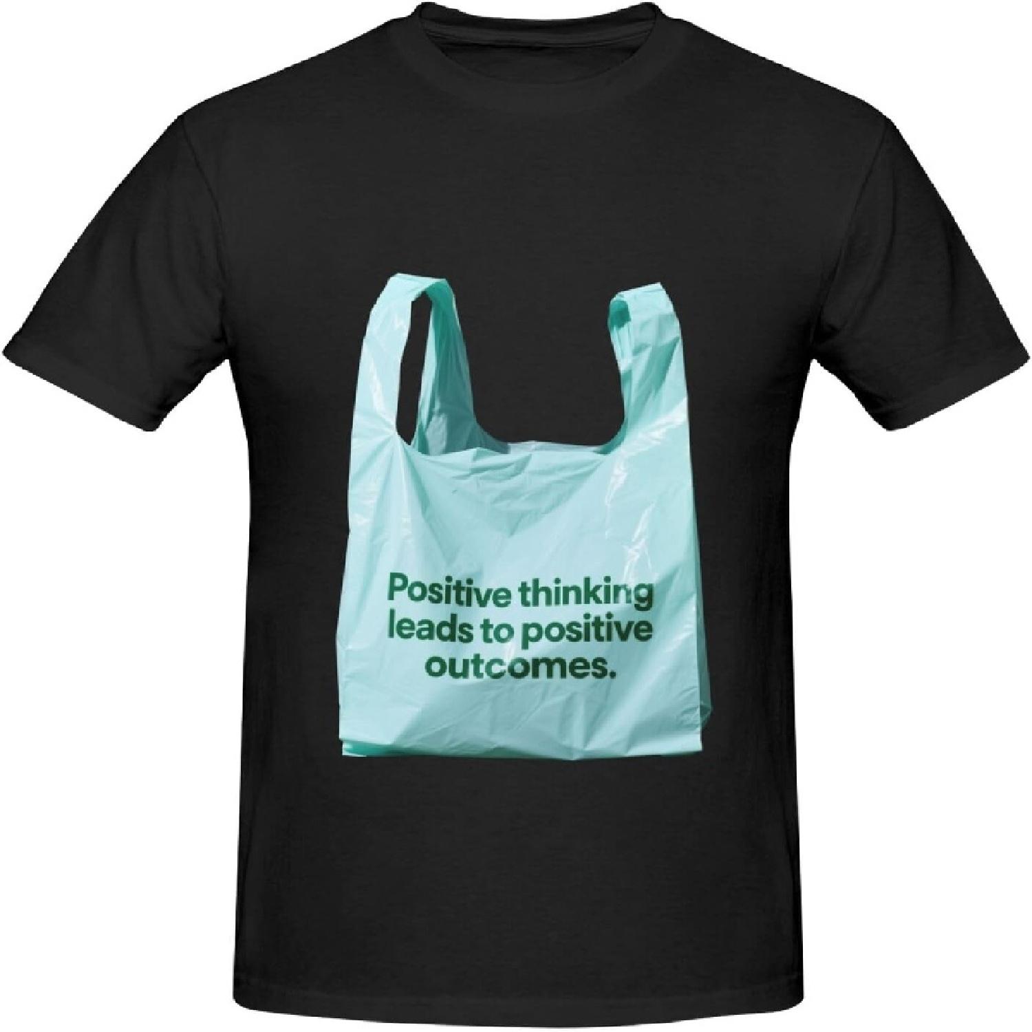 

Men s T-Shirt, Classic Graphic Tees Summer Tops Round Neck Short Sleeve - Positive Thinking XXXXXL чорний