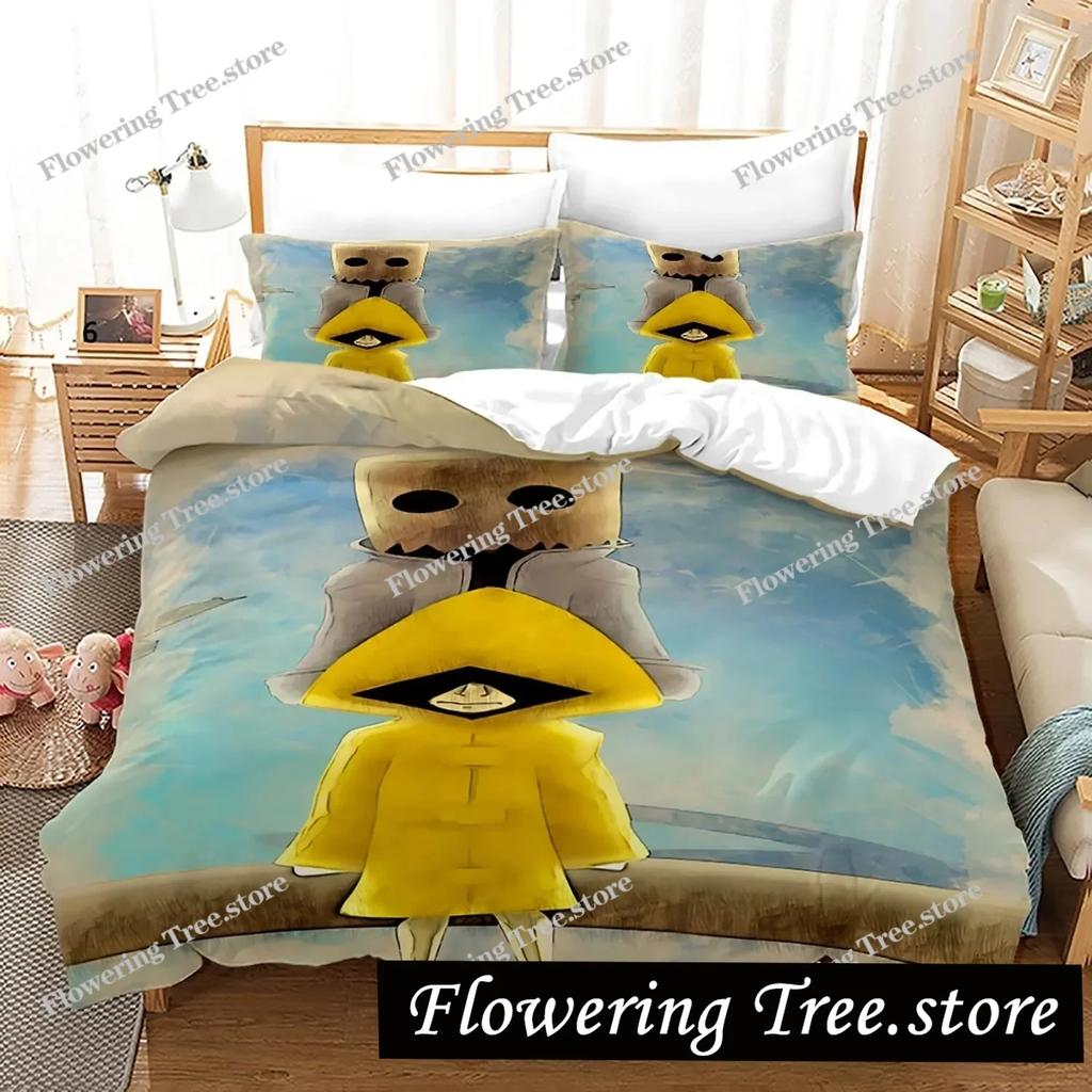 3D Oyun Little Nightmares Yatak Örtüsü Seti Tek Çift Tam Kraliçe King Boy Little Nightmares Yatak Seti Yetişkin Çocuk Yatak Odası Nevresim