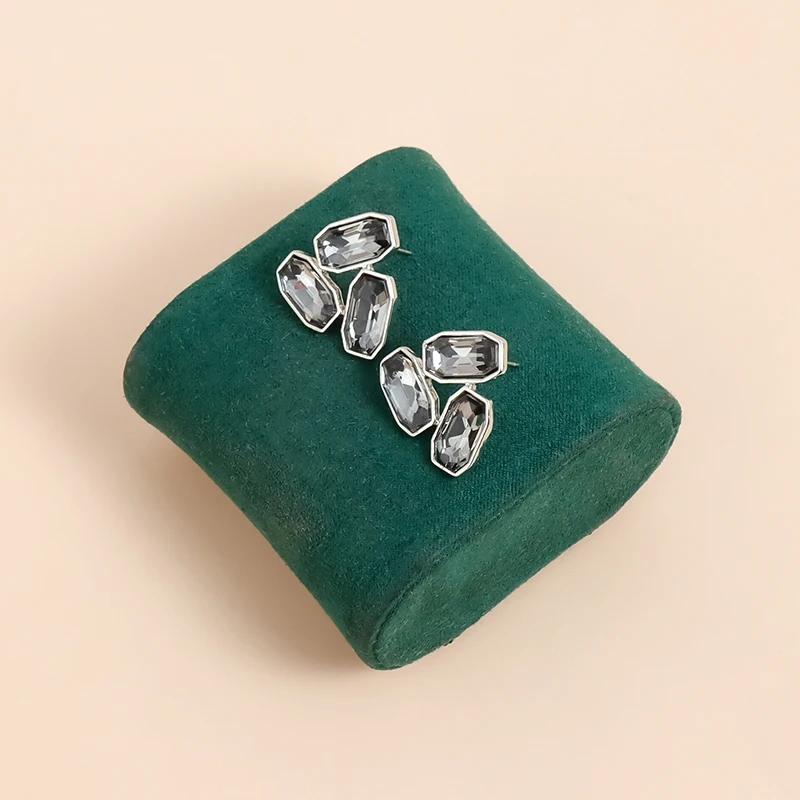 2026 Fashion Gray Crystal Charm Earrings for Women Y2K Creative Geometric Earrings Female Daily Party Jewelry Gifts Daily Wear