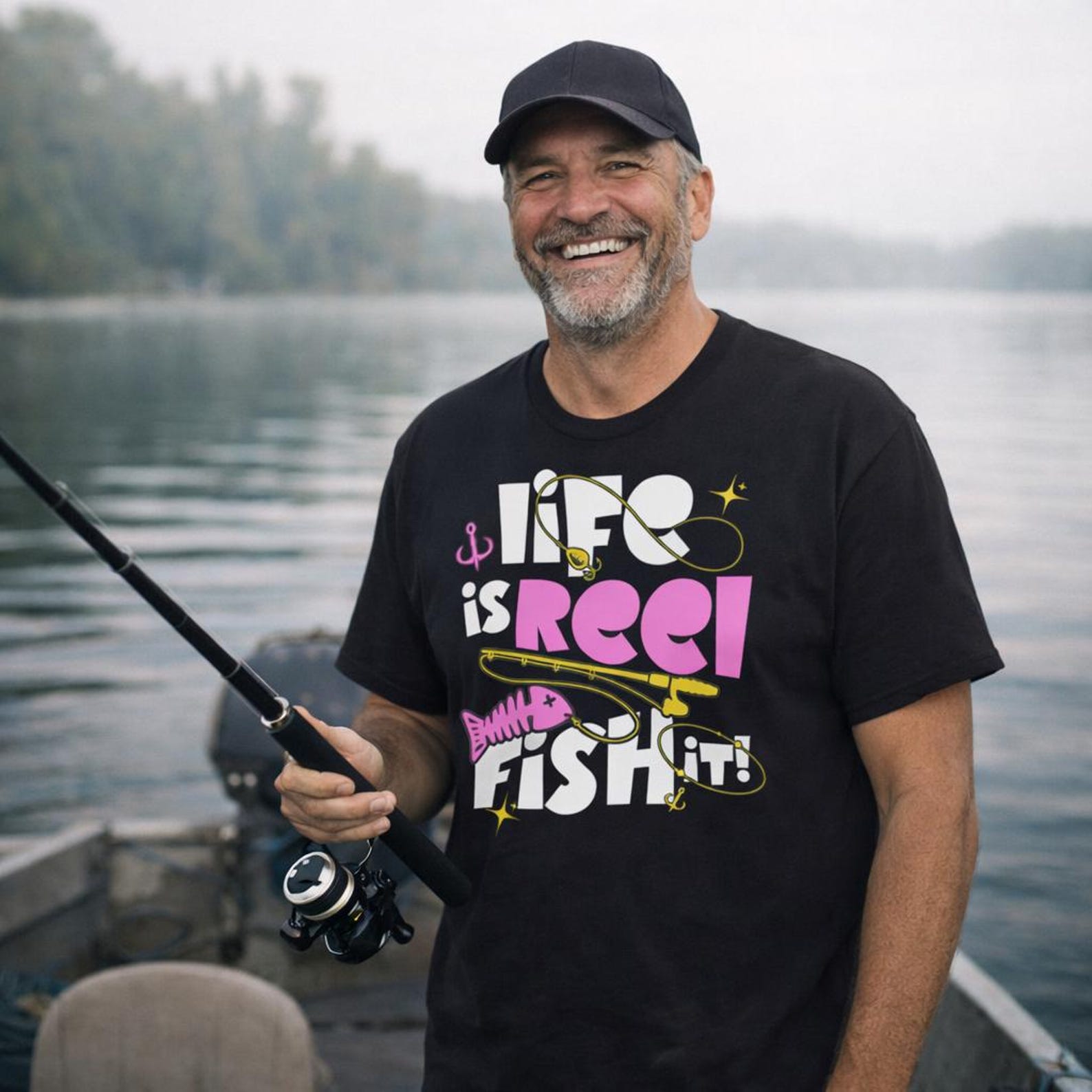 Life Is Reel Fishing T-Shirt | Funny Angler Graphic Tee S