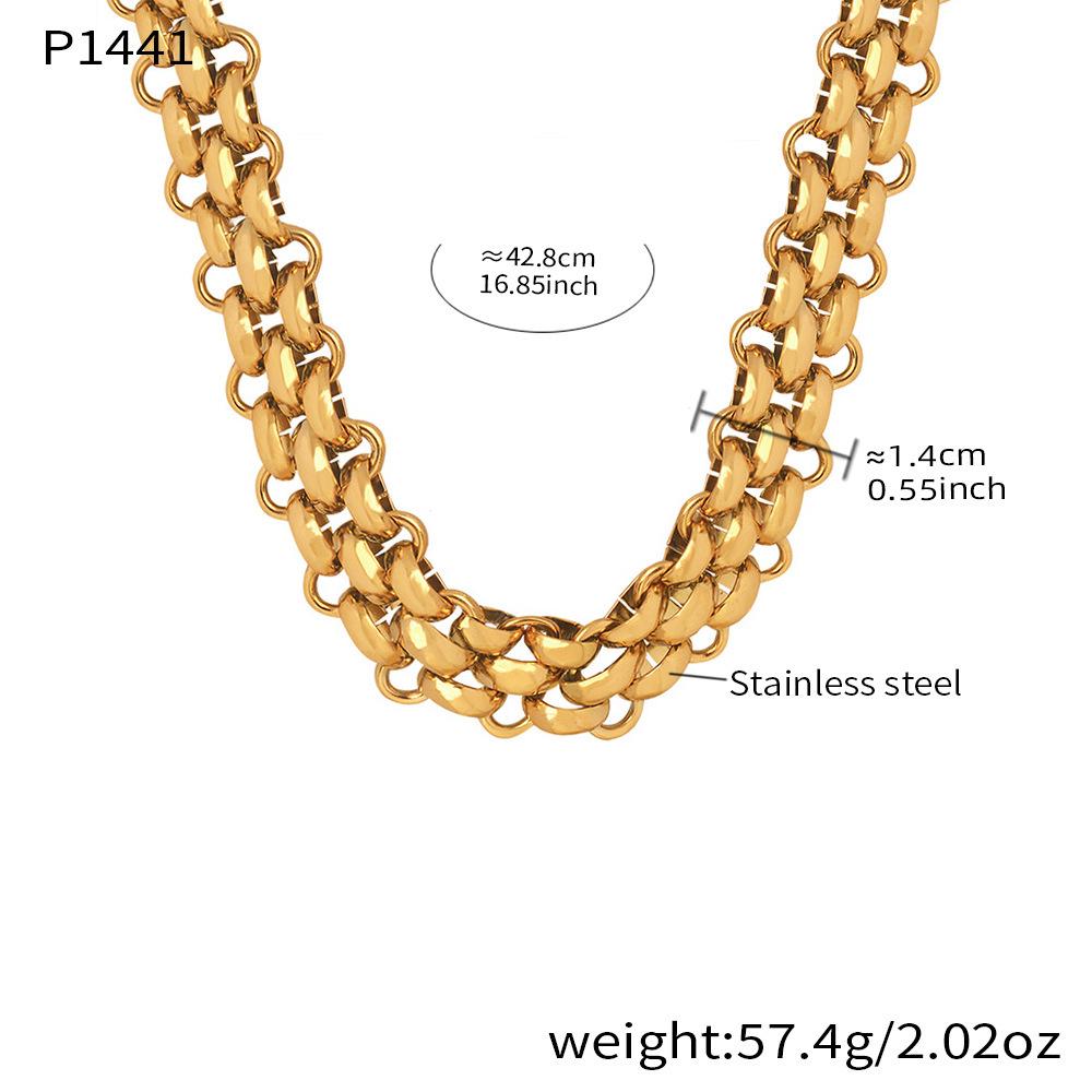 Set Collana e Bracciale con Catena Acciaio Inossidabile Placcato Oro 18K con Chiusura OT - Gioielli Hip Hop Unisex