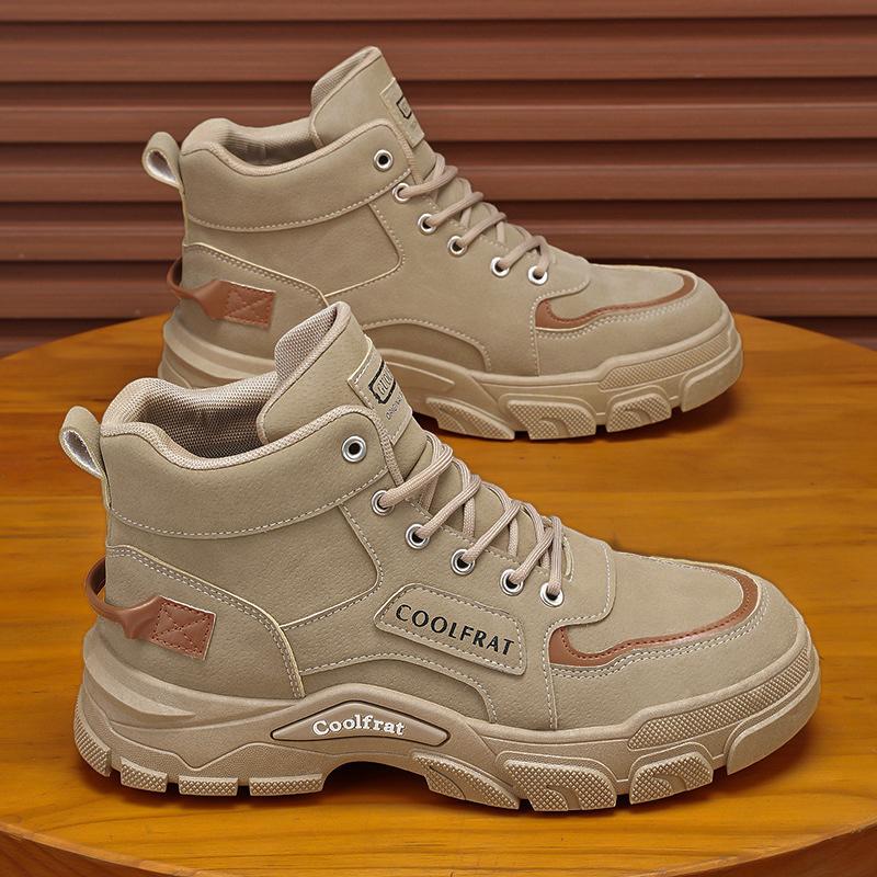 Autumn Men's Shoes New High-top Martin Boots Men's Trend Versatile Thick-soled Non-slip Tooling Shoes Short Boots Casual Labor Insurance Shoes