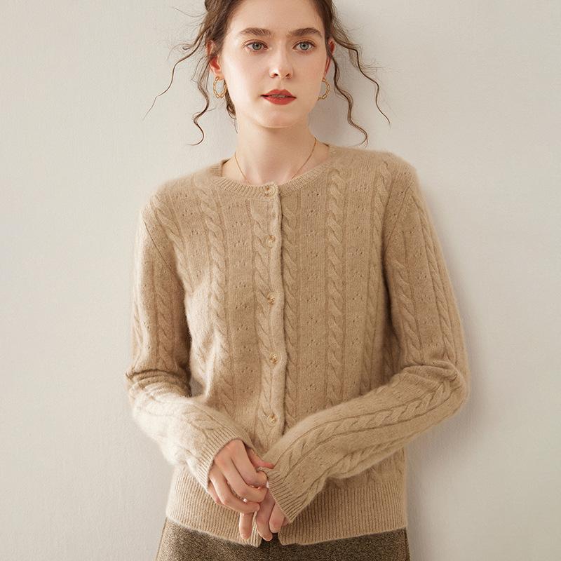 Women's Cashmere Single-Breasted Knit Cardigan - Autumn Winter Style, Versatile and Elegant Sweater Coat