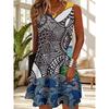 Fashion Women's Dress Casual Beach Round Neck Sleeveless Loose Dress Summer Women's Vest Print Dress Sundress