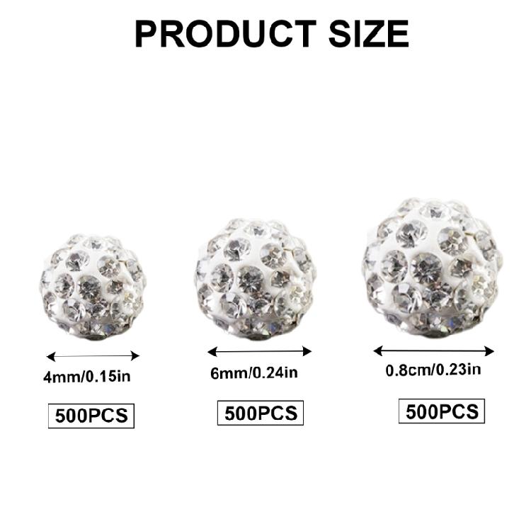 Set of 500 White Clay Beads Embellished with Rhinestones Rhinestones Clay Beads Adornment for Custom DIY Decoration