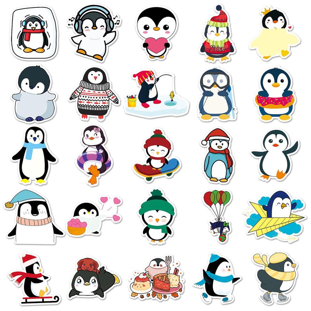 50 Waterproof Penguin Graffiti Stickers for DIY Skateboards, Phone Cases, and Suitcases