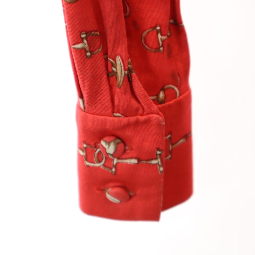 Hermes 80s Made In France Vintage Overall Handle Long Sleeve Shirt Dress Women Used