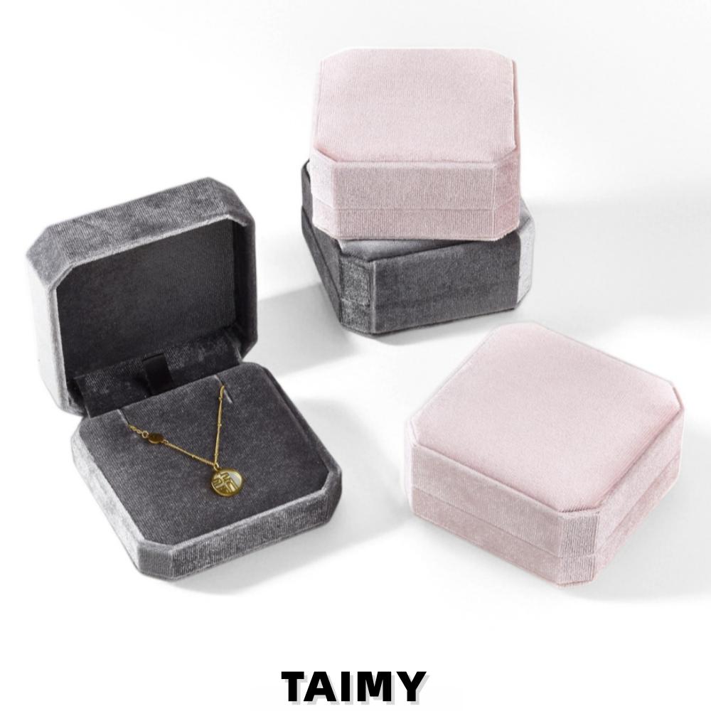 Custom Logo Velvet Octagonal Flip Top Necklace Box Mobile Necklace Holder Engagement Wedding Jewelry Display Packaging Gift Box