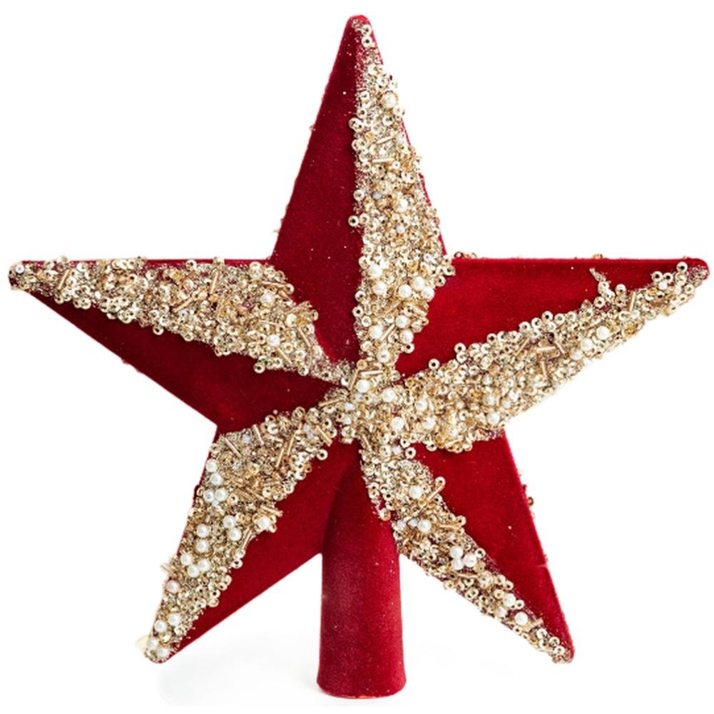 14.5/20cm Flitrová Hvězda Špička na Vánoční Stromek Vánoční Dekorace DIY Sváteční Párty Domácí Dekorace Zlatá Stříbrná Červená