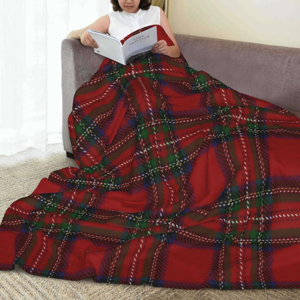 Coperta Morbida e Confortevole in Pile Flanella Stampata Tartan Scozzese per Tutte le Stagioni Adatta per Divano Letto Viaggio e Ufficio