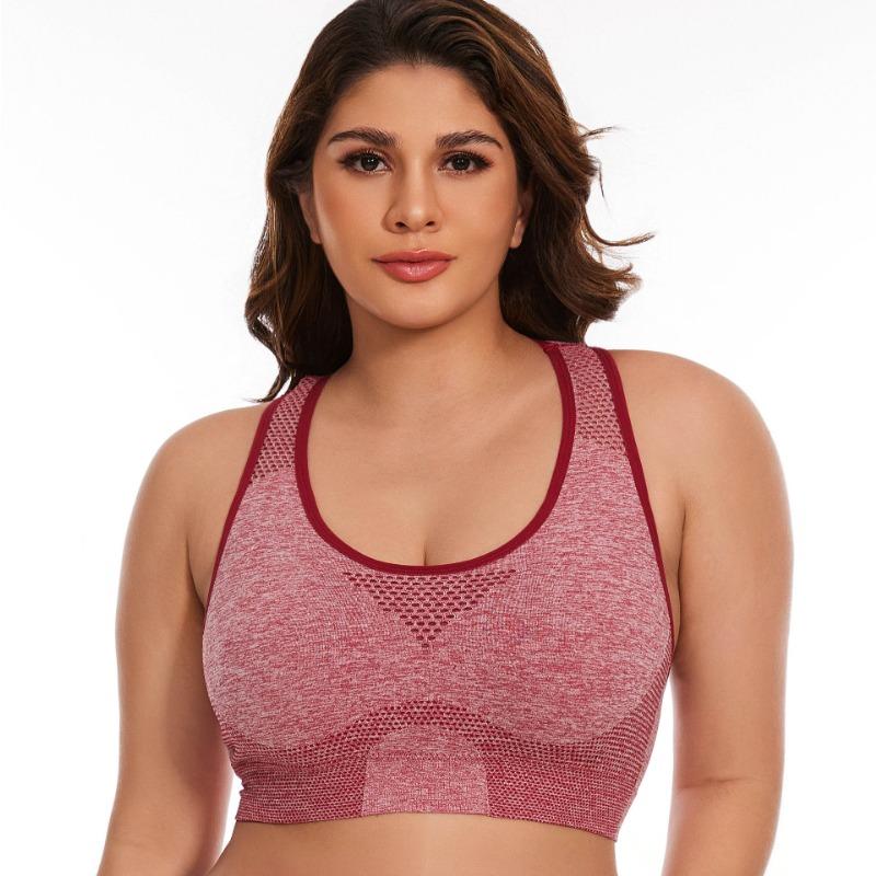 Plus Size Breathable Wireless Seamless Hollow Out Vest Style Sports Yoga Bra