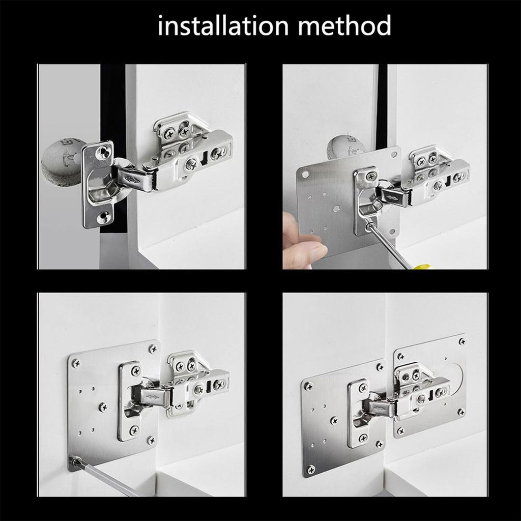 4 Pcs Cabinet Door Hinges Repair Plate Stainless Steel Hinge Tools for Cabinet Furniture Window Drawer Shelves Repair