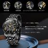 OLEVS Men's Chronograph Watch Black Analog Waterproof Quartz Business Style Large Display