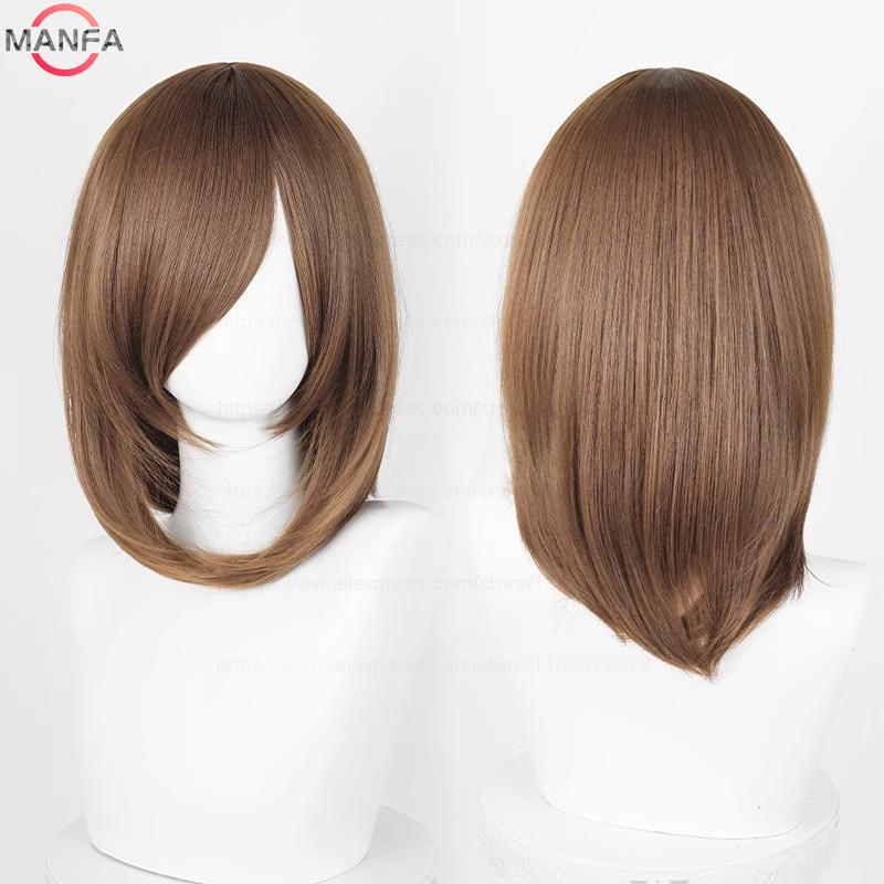 40cm Medium Basic Anime Cosplay Wig Bang Blond  Black White Red Pink Green Brown Gold Blue Heat Resistant Synthetic Hair Wigs