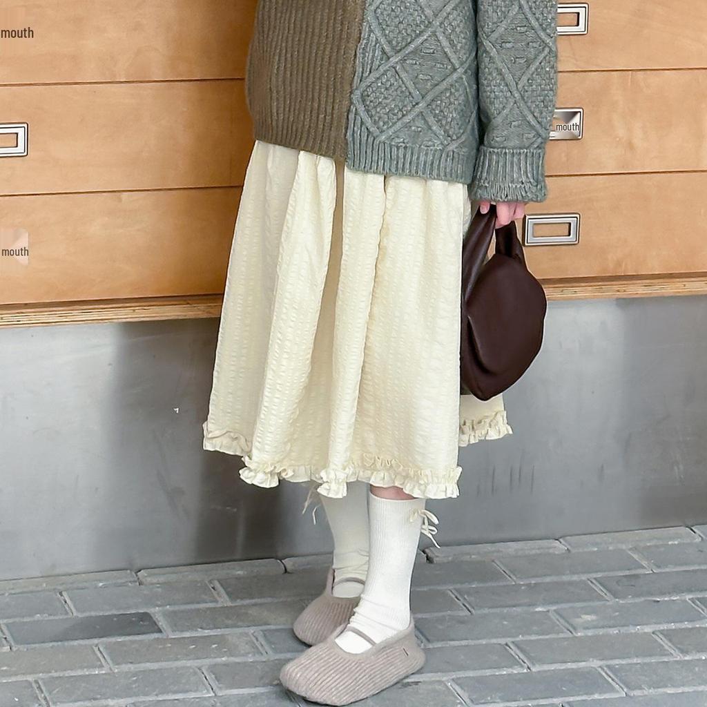 Herbst Winter 2025 Color Block Strickpullover für Mädchen - Trendiges Lazy-Style Oberteil