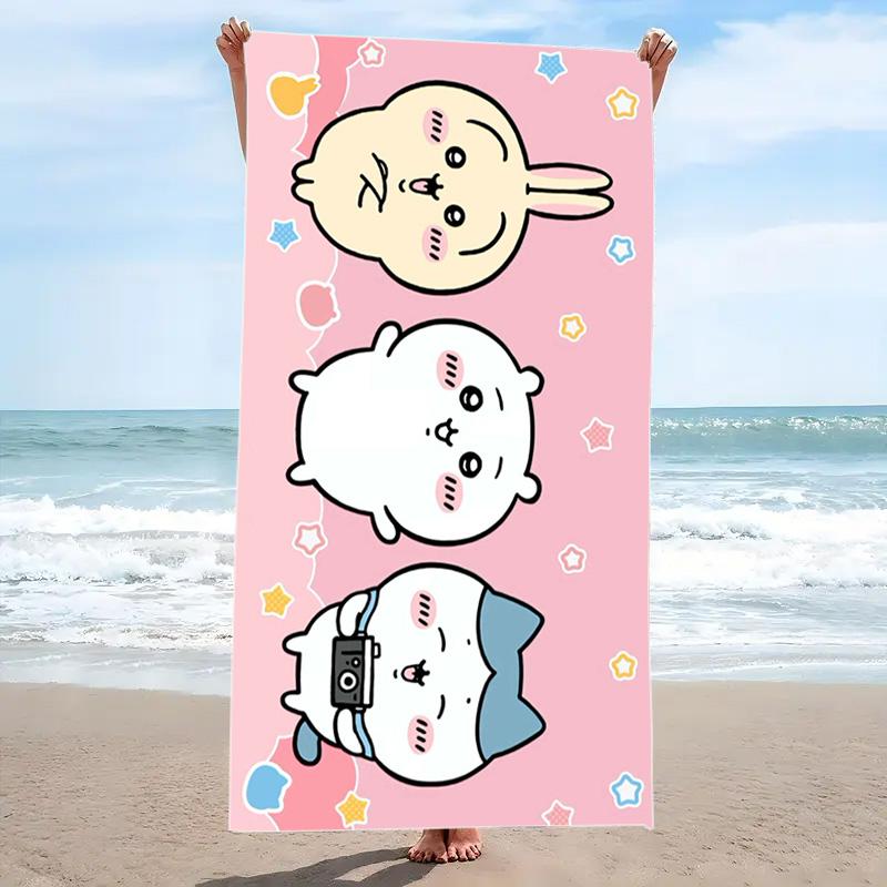CHIIKWAWA Print Beach Towel, Large Soft Quick Dry Towel for Beach Camping Swimming