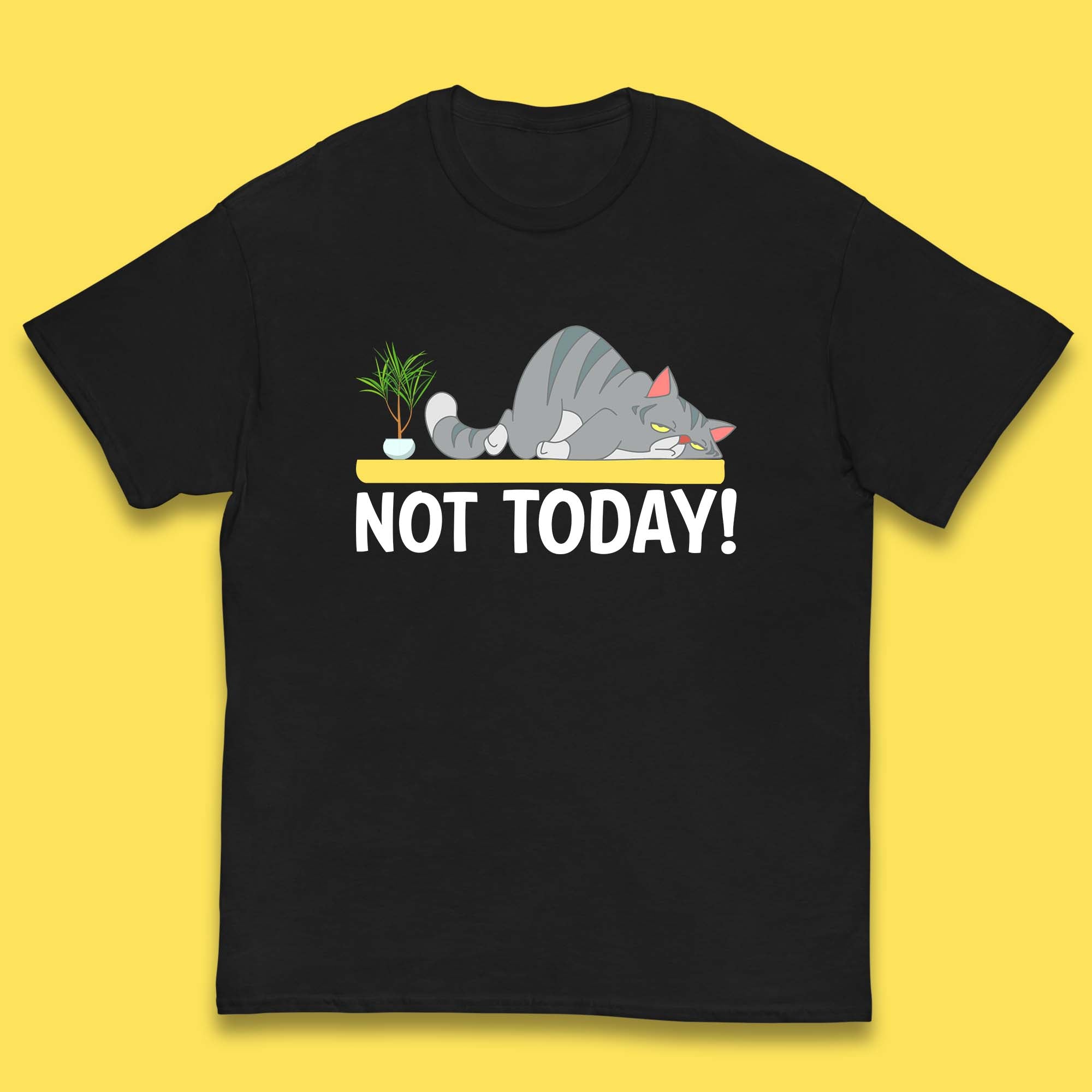 Not Today Cat Funny Kitten Lazy Cats Sleepy Cat Lover Kids T Shirt 120