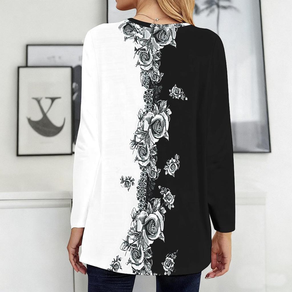 Plus Size Ladies Crew Neck Long Sleeve T Shirt Soft Baggy Tops For Home Relax And Outdoor Walking