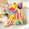 Summer Retro Beach Ball Throw Lightweight g Flannel Blanket Soft Skinfriendly for Summer Cooling