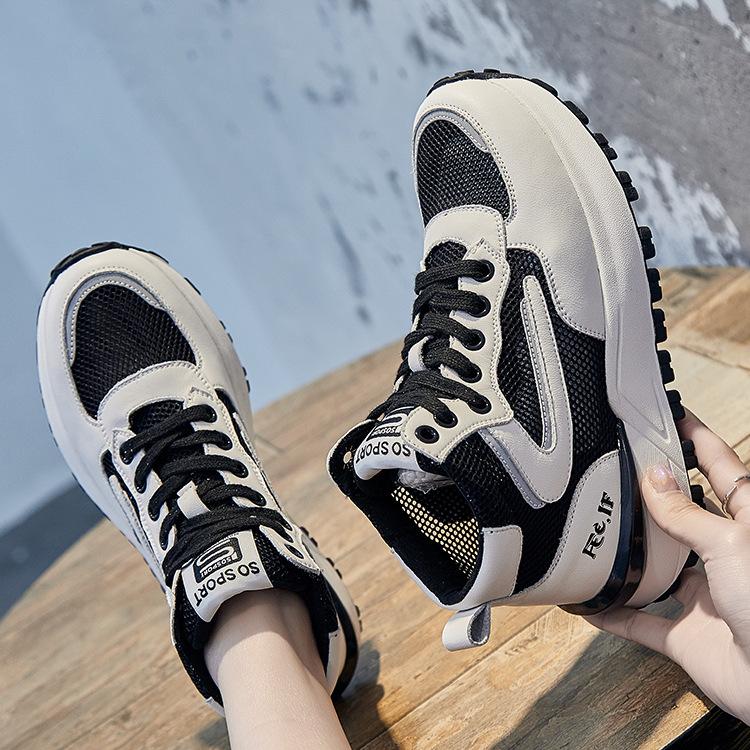 

Женские кроссовки на высокой платформе, новая женская обувь, повседневная спортивная обувь, универсальные кожаные белые кроссовки 40