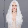 Elegant Long Wavy Curly Wig Middle Part Cosplay Lolita Wigs White Orange Synthetic Wigs  Halloween