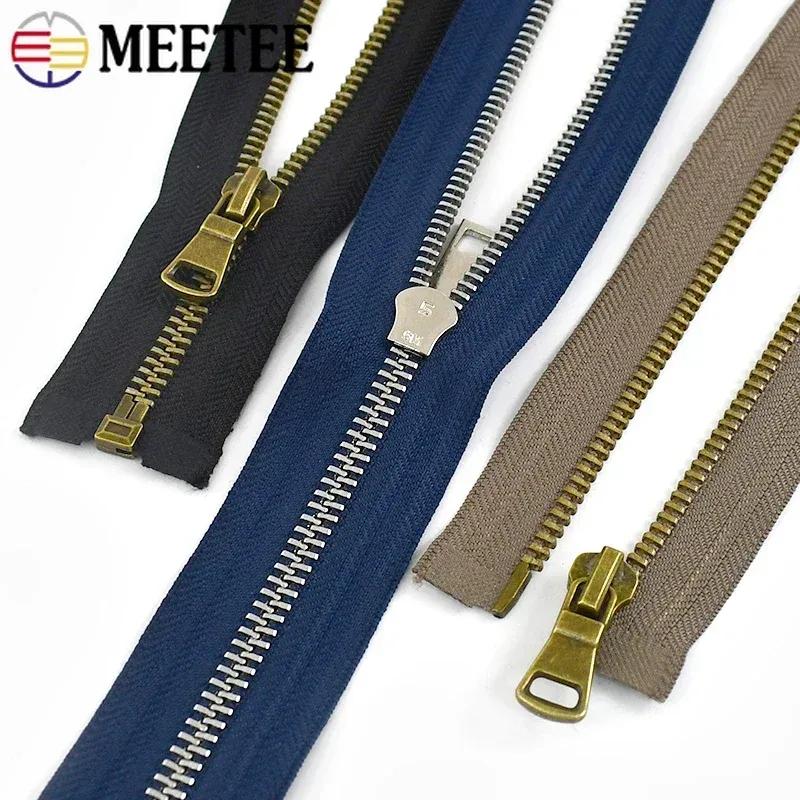 2Pcs 5# Sewing Metal Zippers 40/50/60/70/80cm Open-End Zipper Jacket Coat Auto Lock Zip Repair Kit DIY Bag Garment Accessories
