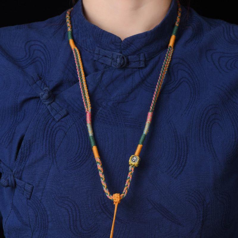 

Тибетский расписанный вручную кулон-танка, шнурок, браслет, ожерелье-танка, мужской и женский, ручной работы, разноцветные веревочки, подвесное украшение 9