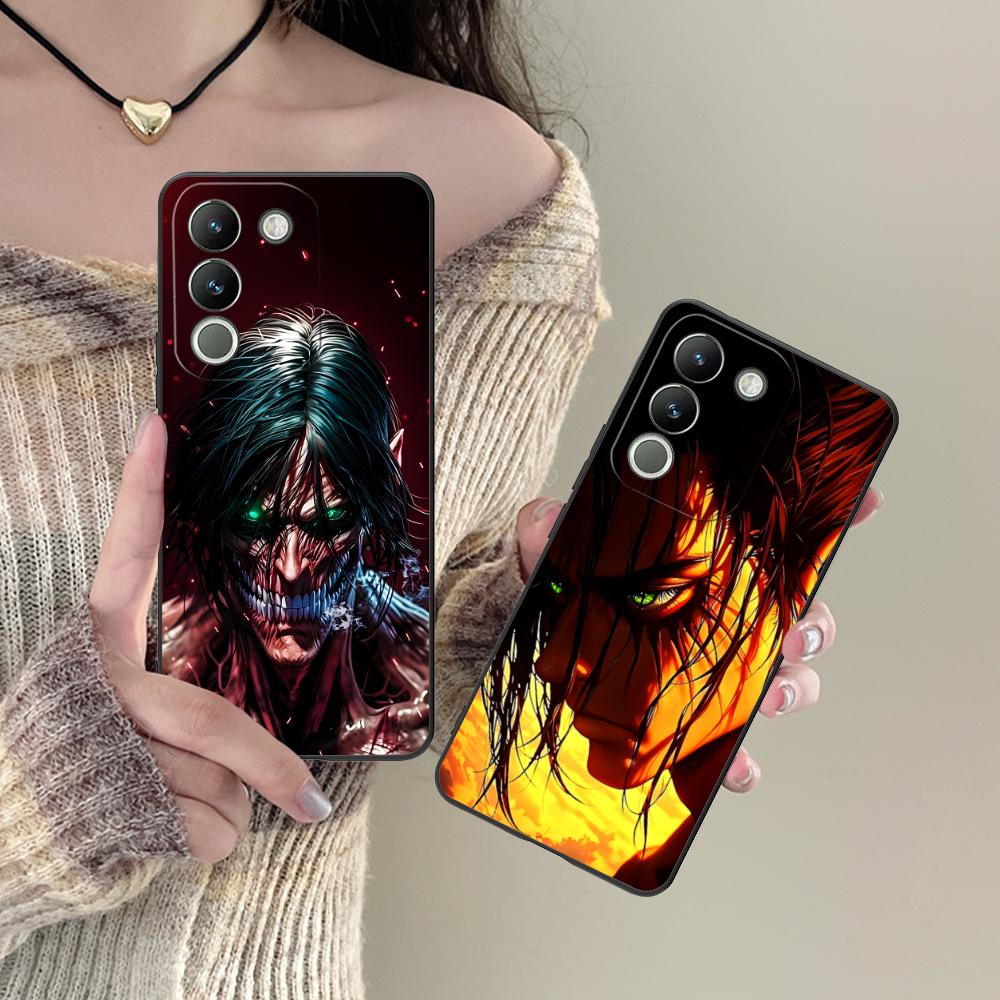 AOT Eren Yeager Matte TPU Mobile Phone Case for VIVO V60 V50 V40 V30 V29 V27 V25 V23 Pro Lite 5G Colorful Printing Cover