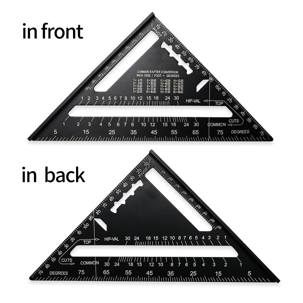 Triangle Ruler 7inch 90 Degree Aluminum Alloy Angle Protractor Metric Square for Building Framing Tools Gauges