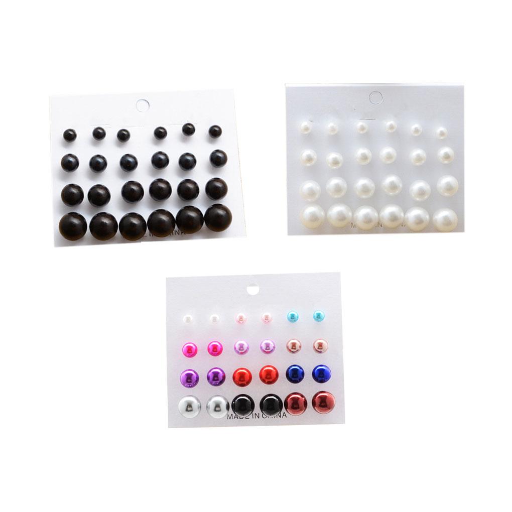 12 Pair/Set Bohemian Women Pearl Earrings Kit Girl Wedding Prom Party Ear Rings Simple Vintage Ear Studs
